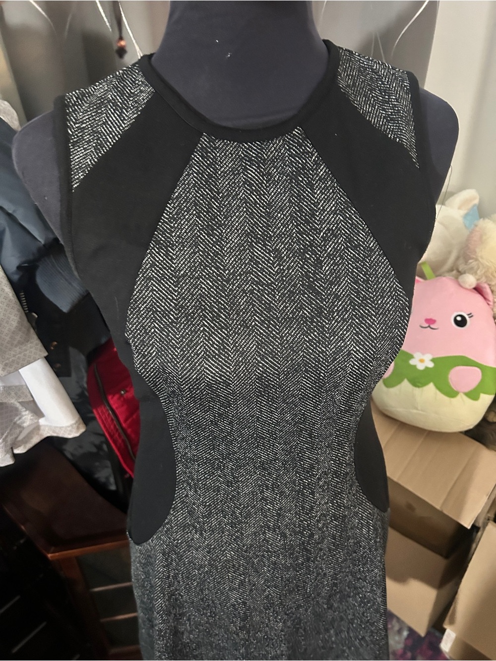 Sleeveless MK Herringbone Fit & Flare Dress - Picture 4 of 5